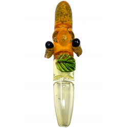 6.5" Silver Fumed Leaf & Honeybee Triple Pinch Steamroller Hand Pipe [STJ85]